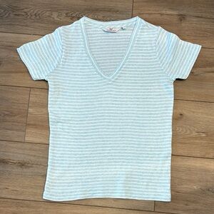 Vineyard Vines Light Blue & White Striped V-Neck Tee